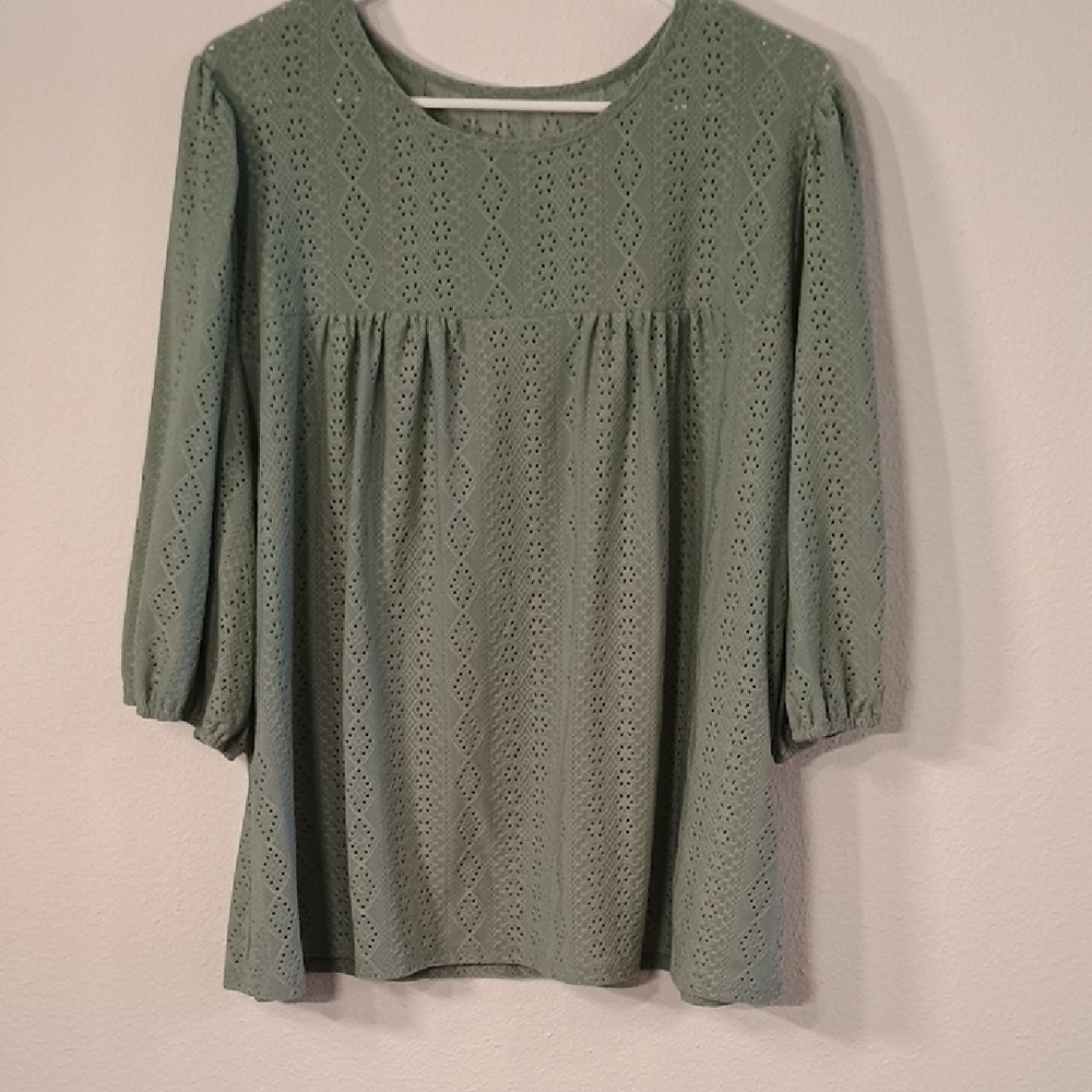 SHEIN Green Lace Blouse